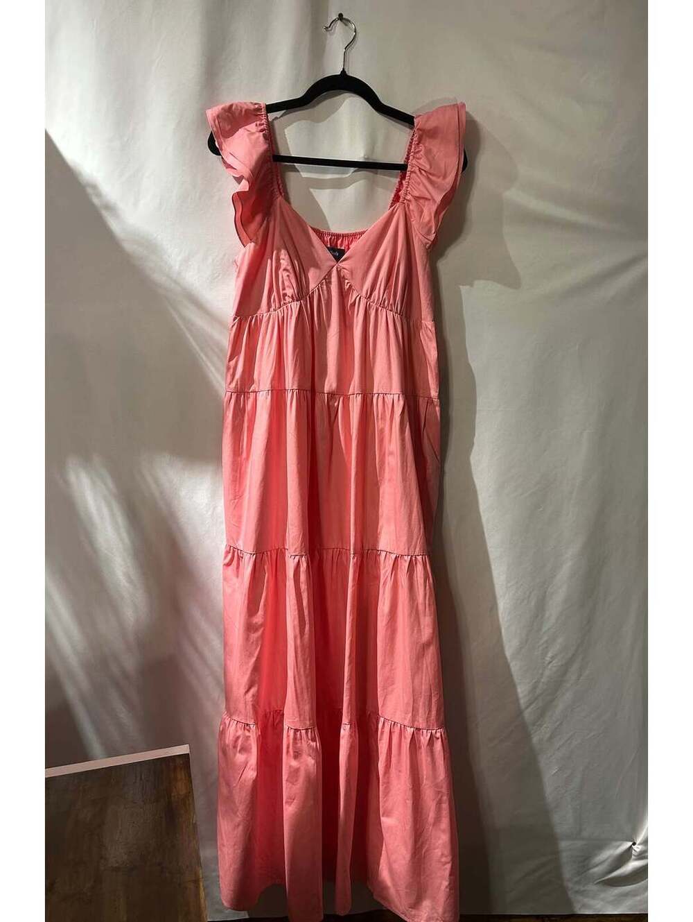 Mod Cloth Notes of Grace Ruffle Sleeve Tiered Pink Maxi Dress M (Retail $99)